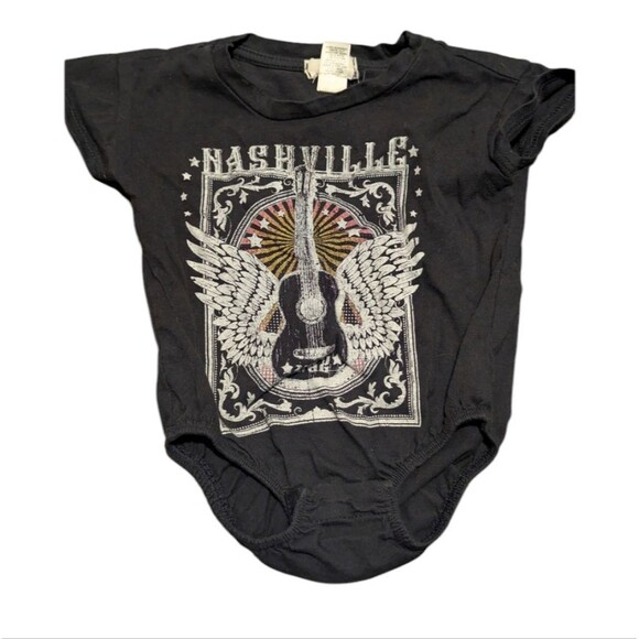 Tullabee Nashville Black Graphic Baby Bubble Romper Size 6-9 Months - Picture 1 of 3